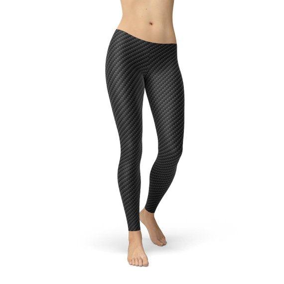 Womens Black Carbon Fiber Leggings - VirtuousWares:Global