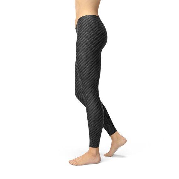 Womens Black Carbon Fiber Leggings - VirtuousWares:Global