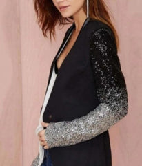 Womens Blazer with Sequins Sleeve - VirtuousWares:Global