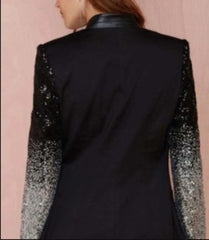 Womens Blazer with Sequins Sleeve - VirtuousWares:Global