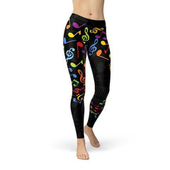 Womens Colorful Music Notes Leggings - VirtuousWares:Global