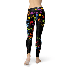 Womens Colorful Music Notes Leggings - VirtuousWares:Global