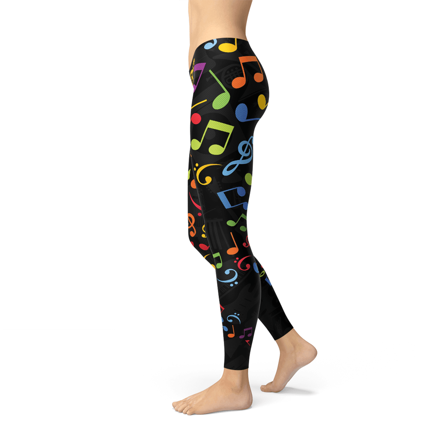 Womens Colorful Music Notes Leggings - VirtuousWares:Global