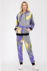 Womens Cotton Tye Dye Lounge Wear Sweat Set - VirtuousWares:Global