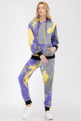 Womens Cotton Tye Dye Lounge Wear Sweat Set - VirtuousWares:Global