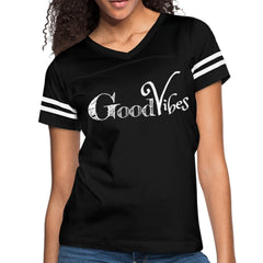 Womens Graphic Vintage Tee, Good Vibes Sport T-shirt - VirtuousWares:Global