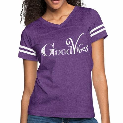 Womens Graphic Vintage Tee, Good Vibes Sport T-shirt - VirtuousWares:Global