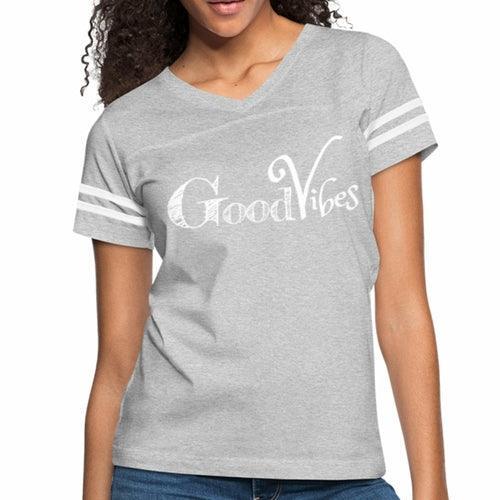 Womens Graphic Vintage Tee, Good Vibes Sport T-shirt - VirtuousWares:Global