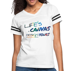 Womens Graphic Vintage Tee, Lifes a Canvas Design Yours Sport T-shirt - VirtuousWares:Global