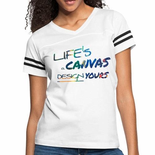 Womens Graphic Vintage Tee, Lifes a Canvas Design Yours Sport T-shirt - VirtuousWares:Global