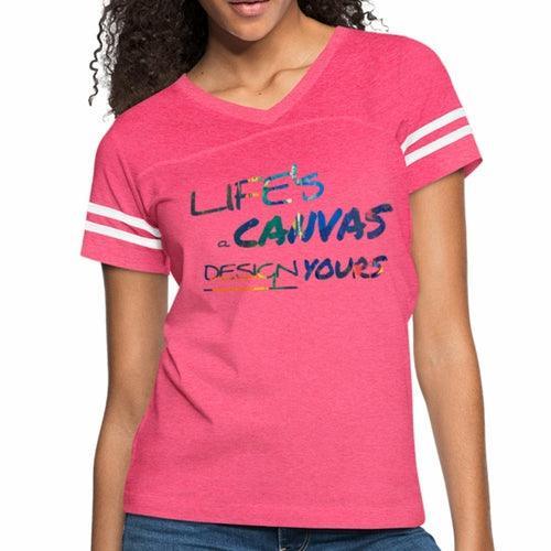 Womens Graphic Vintage Tee, Lifes a Canvas Design Yours Sport T-shirt - VirtuousWares:Global