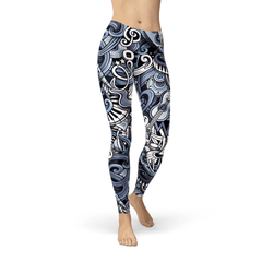 Womens Music Blue Leggings - VirtuousWares:Global