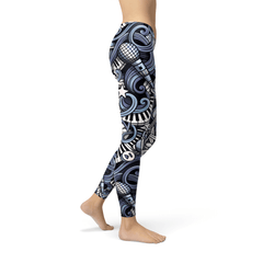 Womens Music Blue Leggings - VirtuousWares:Global