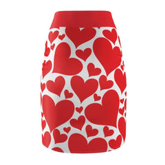 Womens Pencil Mini Skirt, Love Red Hearts, S867849 - VirtuousWares:Global