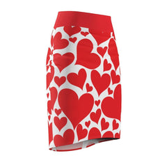 Womens Pencil Mini Skirt, Love Red Hearts, S867849 - VirtuousWares:Global