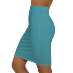 Womens Pencil Skirt, Aqua Green Stretch Mini - VirtuousWares:Global