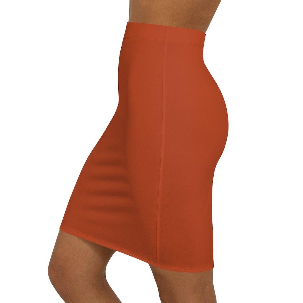 Womens Pencil Skirt, Rust Stretch Mini - VirtuousWares:Global