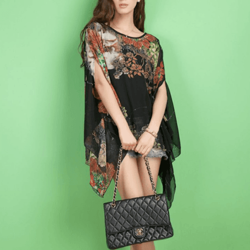 Womens Peony Batwing Chiffon Top - VirtuousWares:Global