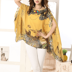 Womens Peony Batwing Chiffon Top - VirtuousWares:Global