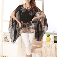 Womens Peony Batwing Chiffon Top - VirtuousWares:Global