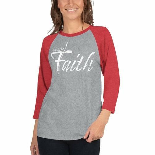 Womens Raglan Tee, Inspire Faith Graphic Pullover Baseball Shirt - VirtuousWares:Global