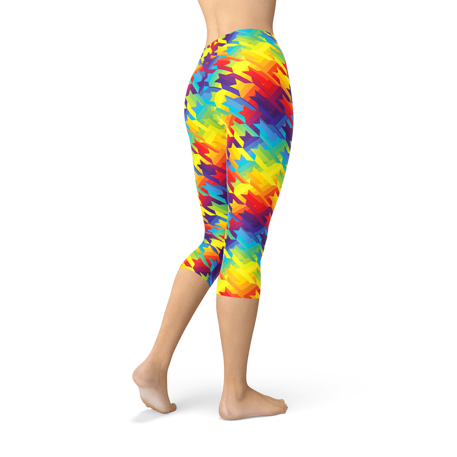 Womens Rainbow Houndstooth Capri Leggings - VirtuousWares:Global