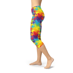 Womens Rainbow Houndstooth Capri Leggings - VirtuousWares:Global