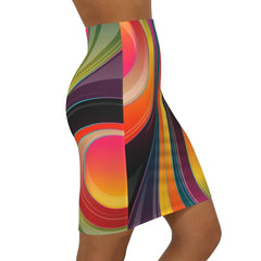 Womens Skirt, Multicolor Abstract Swirl Style Skirt - VirtuousWares:Global