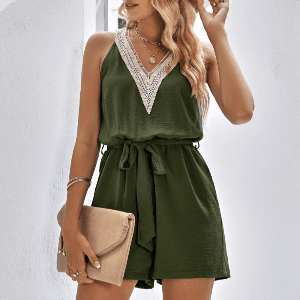 Womens Sleeveless V Neck Romper - VirtuousWares:Global