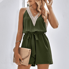 Womens Sleeveless V Neck Romper - VirtuousWares:Global