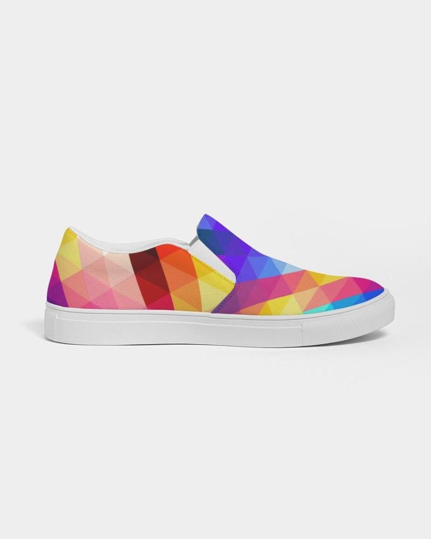 Womens Sneakers - Canvas Slip On Shoes, Multicolor Retro Print - VirtuousWares:Global
