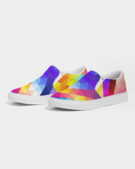 Womens Sneakers - Canvas Slip On Shoes, Multicolor Retro Print - VirtuousWares:Global