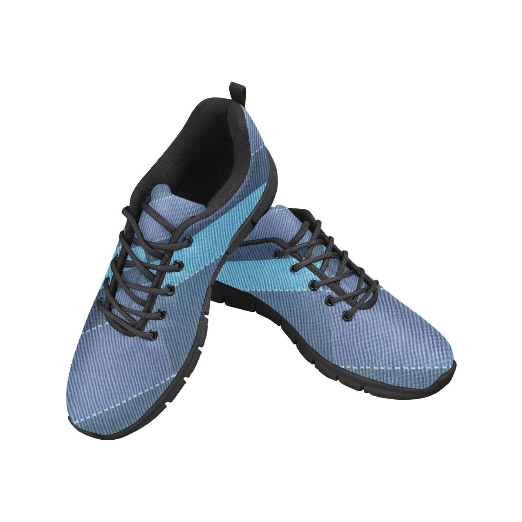 Womens Sneakers, Denim Blue Illustration Running Shoes - VirtuousWares:Global