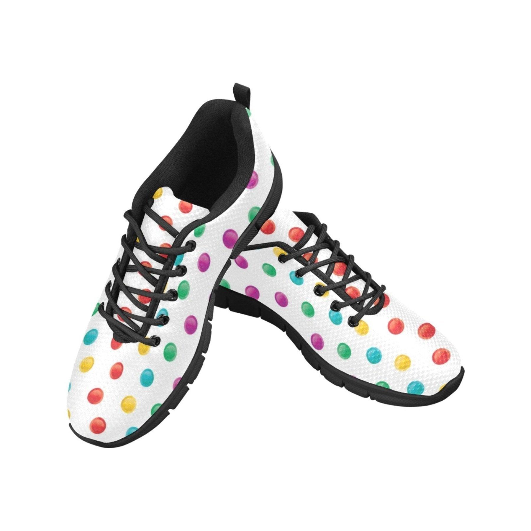 Womens Sneakers, Multicolor Polka Dot Print Running Shoes - VirtuousWares:Global