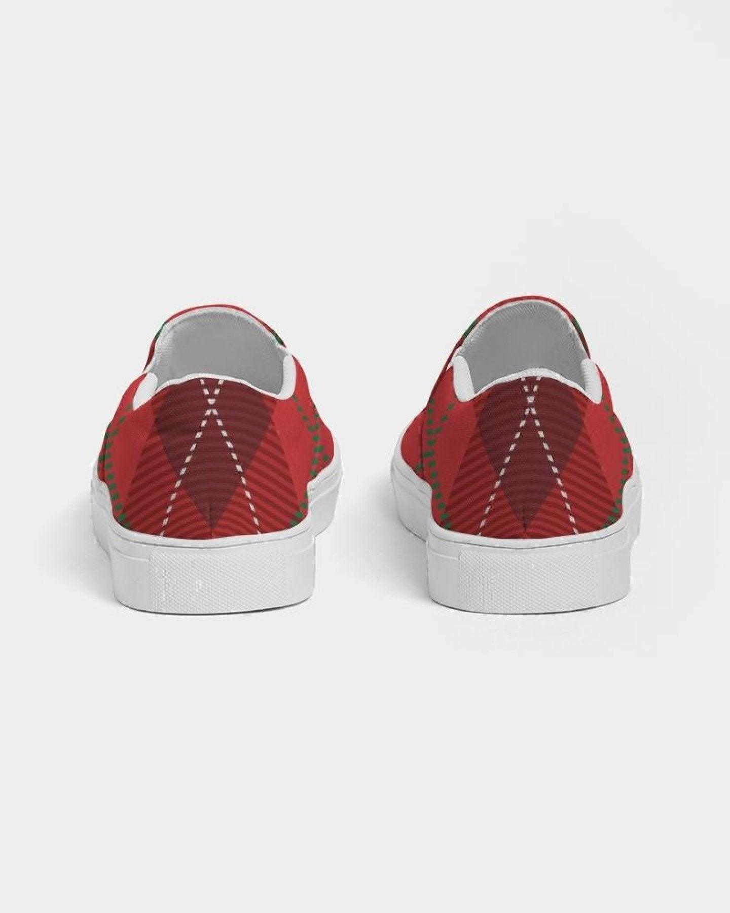 Womens Sneakers - Red Plaid Canvas Sports Shoes / Slip-on - VirtuousWares:Global
