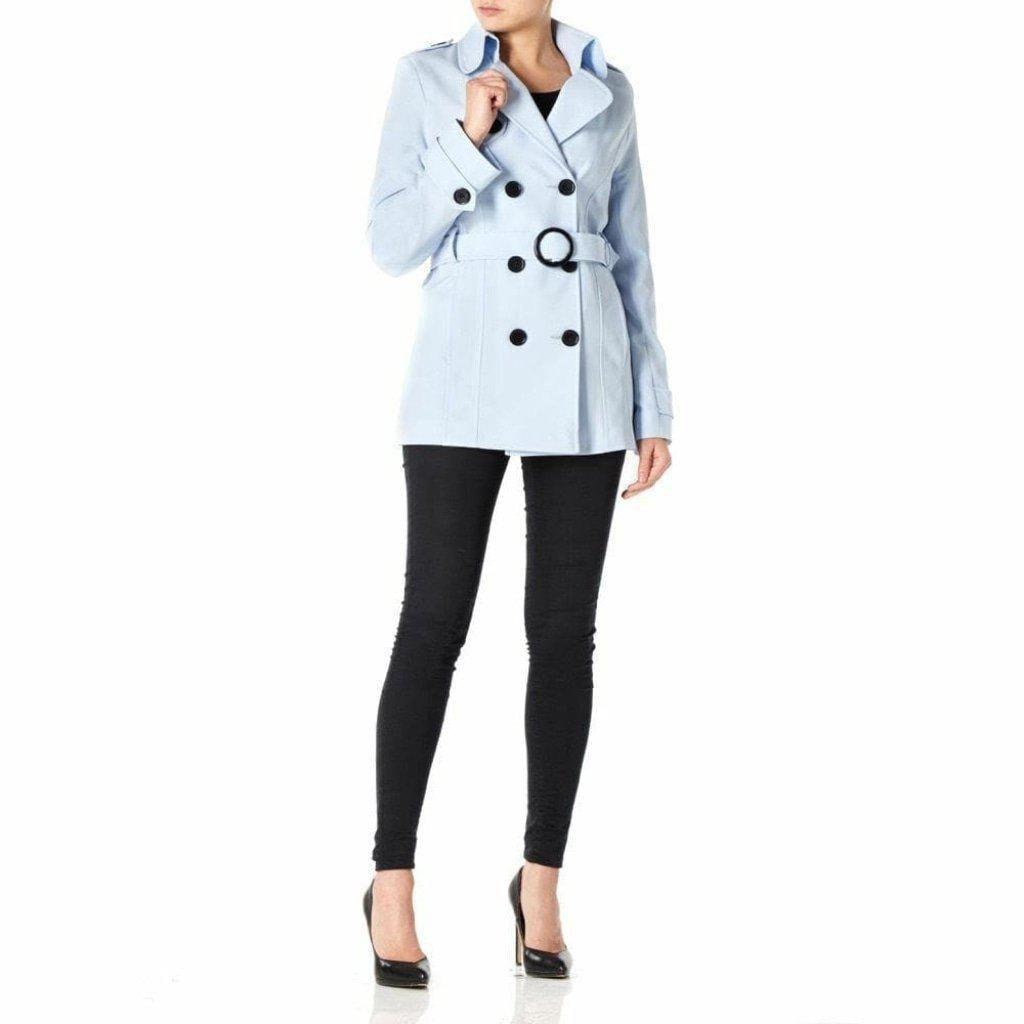 Womens Spring/Summer Double Breasted Short Belted Coat (1710-SP) - VirtuousWares:Global