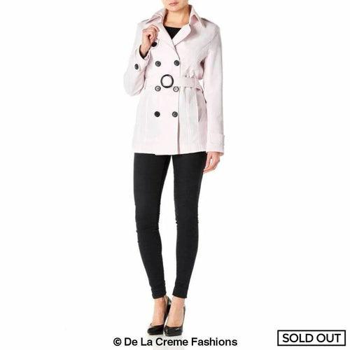 Womens Spring/Summer Double Breasted Short Belted Coat (1710-SP) - VirtuousWares:Global