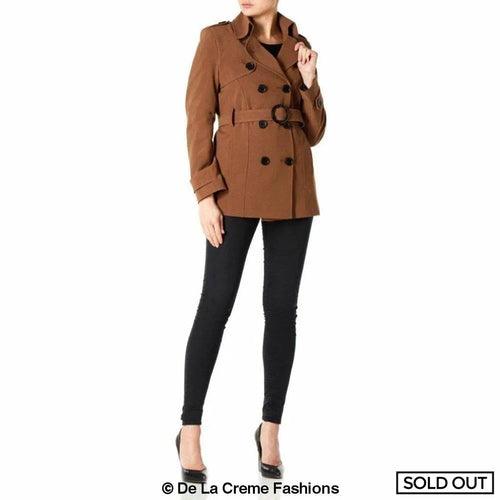 Womens Spring/Summer Double Breasted Short Belted Coat (1710-SP) - VirtuousWares:Global