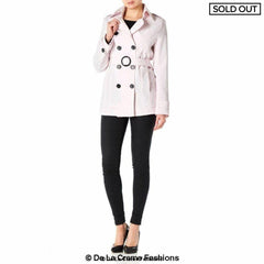 Womens Spring/Summer Double Breasted Short Belted Coat (1710-SP) - VirtuousWares:Global