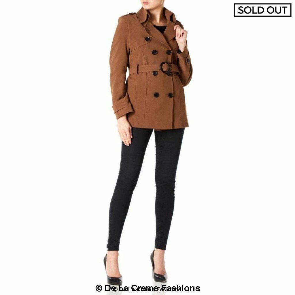 Womens Spring/Summer Double Breasted Short Belted Coat (1710-SP) - VirtuousWares:Global