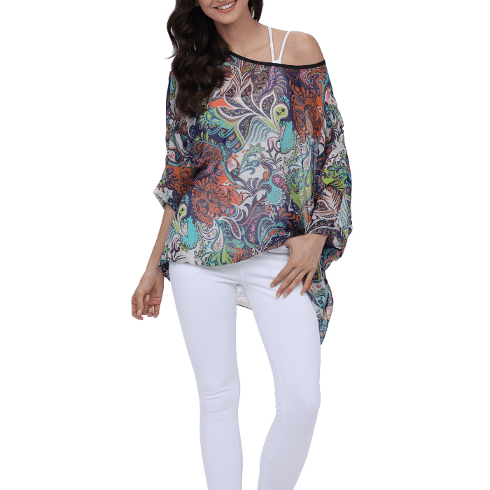 Womens Summer Floral Beach Tunic Top - VirtuousWares:Global