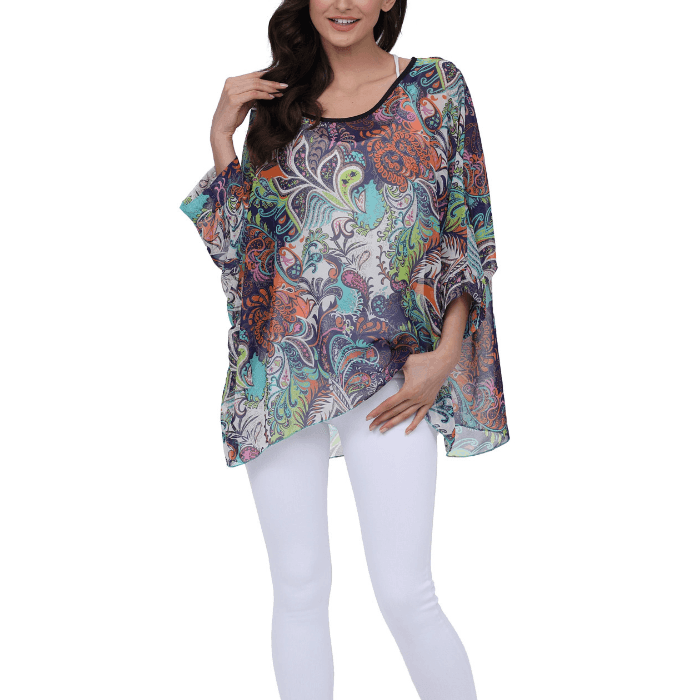 Womens Summer Floral Beach Tunic Top - VirtuousWares:Global