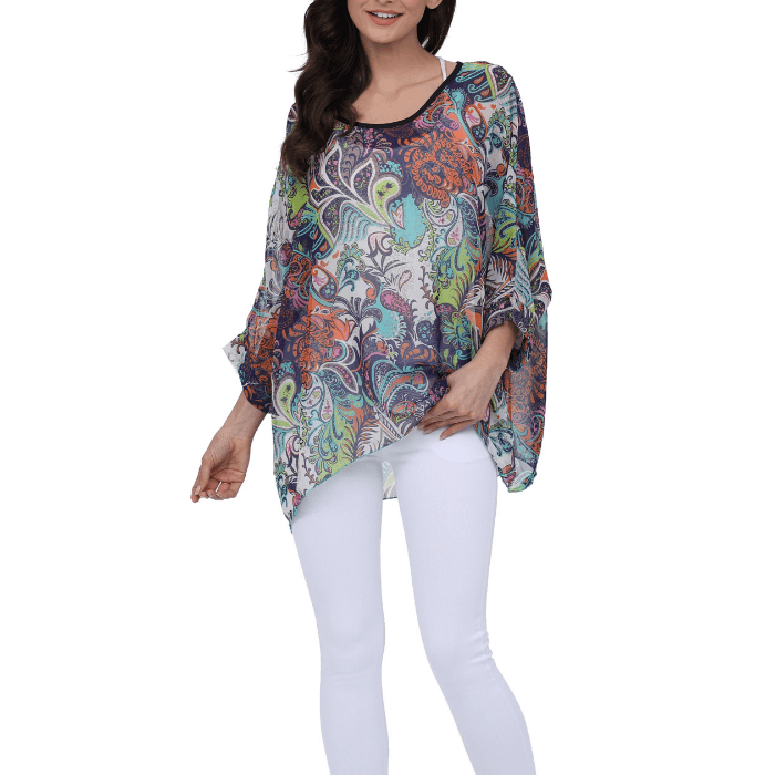 Womens Summer Floral Beach Tunic Top - VirtuousWares:Global