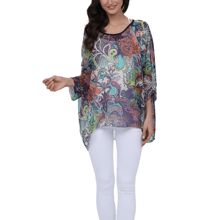 Womens Summer Floral Beach Tunic Top - VirtuousWares:Global