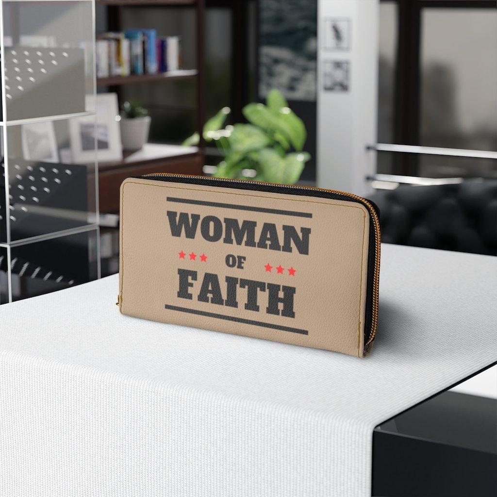 Womens Wallet, Zip Purse, Light Brown & Black Woman Of Faith - VirtuousWares:Global