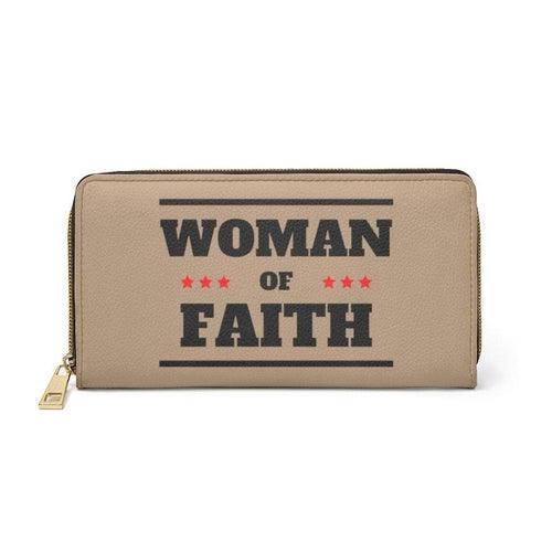 Womens Wallet, Zip Purse, Light Brown & Black Woman Of Faith - VirtuousWares:Global