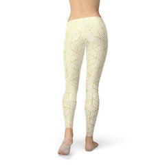 Womens White Leggings w/ Geometric Cubes - VirtuousWares:Global