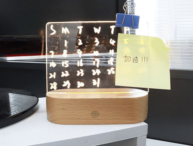 Wood Table Lamp Night Light with Message Board Girl Bedroom Decor - VirtuousWares:Global