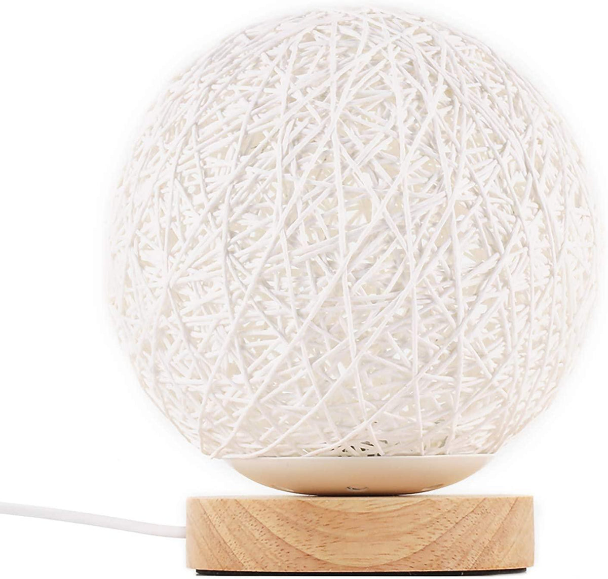 Wood Table Lamp Wood Decorative Bedside Moon Lamp USB Charger - VirtuousWares:Global