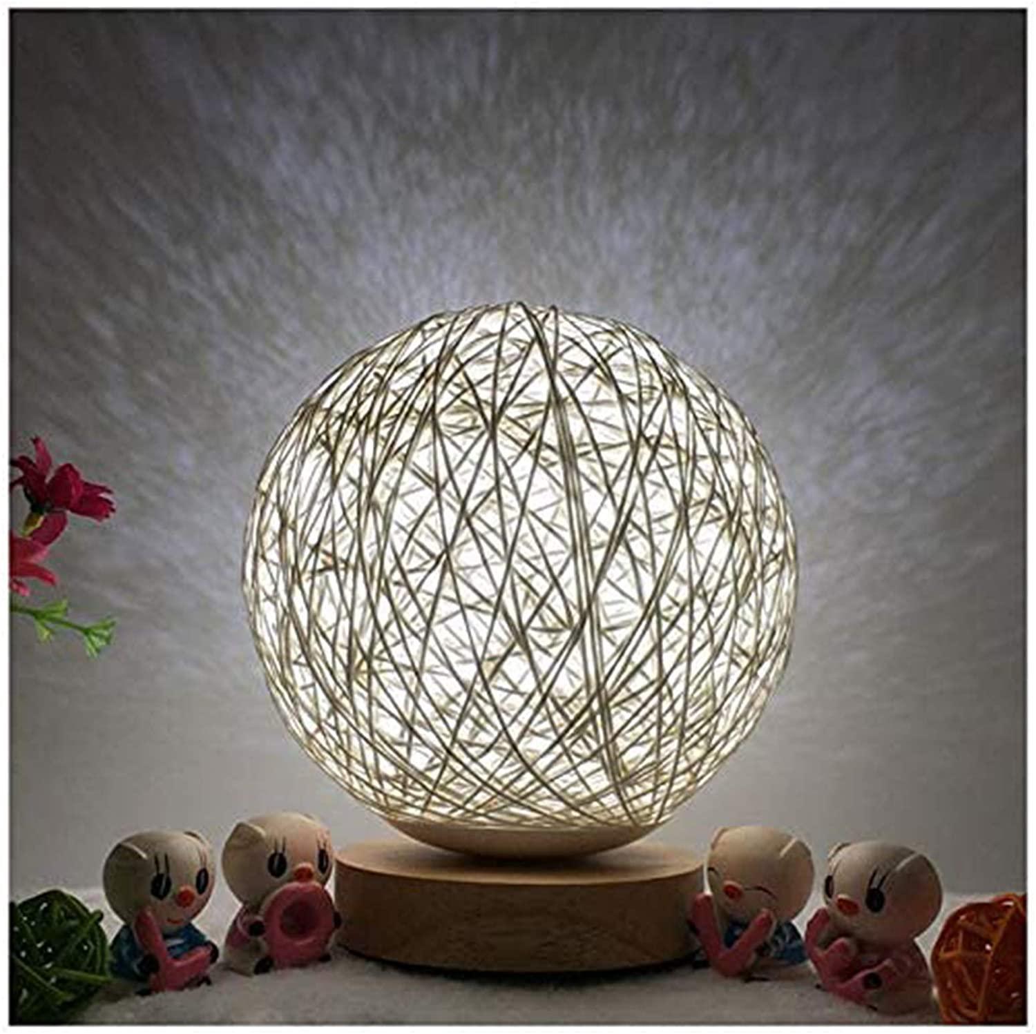 Wood Table Lamp Wood Decorative Bedside Moon Lamp USB Charger - VirtuousWares:Global